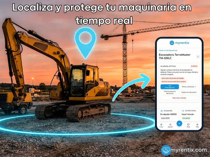 Localizador GPS antirrobo: protege tu maquinaria desde el panel de MyRentix